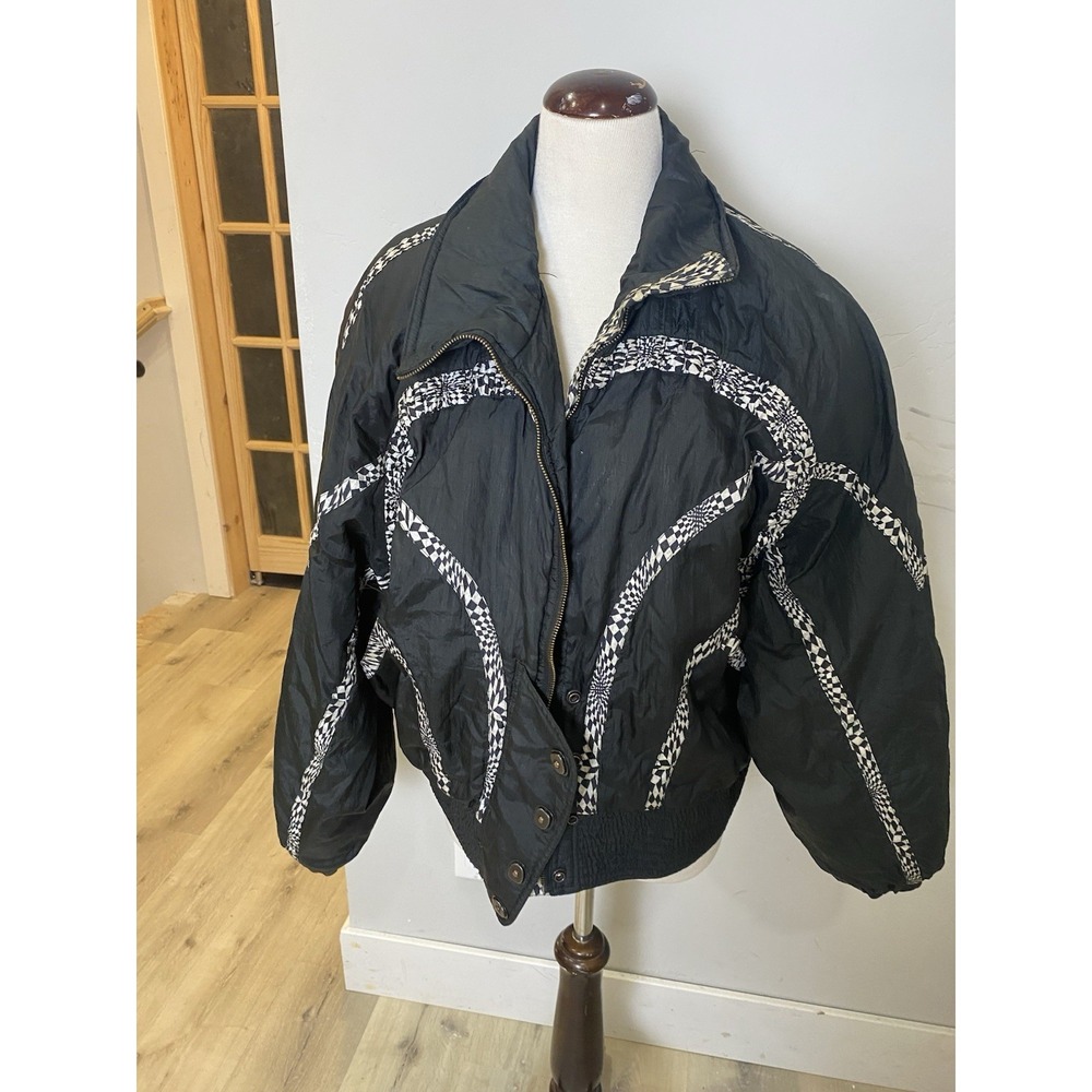 VTG East West Puffy Black Jacket Size Medium 80s 90s Retro